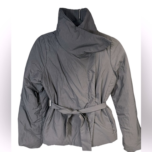 Club Monaco Jackets & Blazers - Club Monaco Black Crop Coat XS Double Breasted Tie Waist Funnel Neck